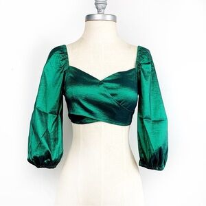 Emerald Green Puff Sleeve Top